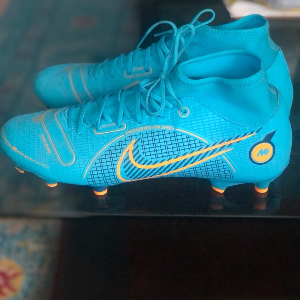 Nike Superfly 8 Academy FG Chlorine Blue Orange Cleats DJ2873-484 Size 11 Mens